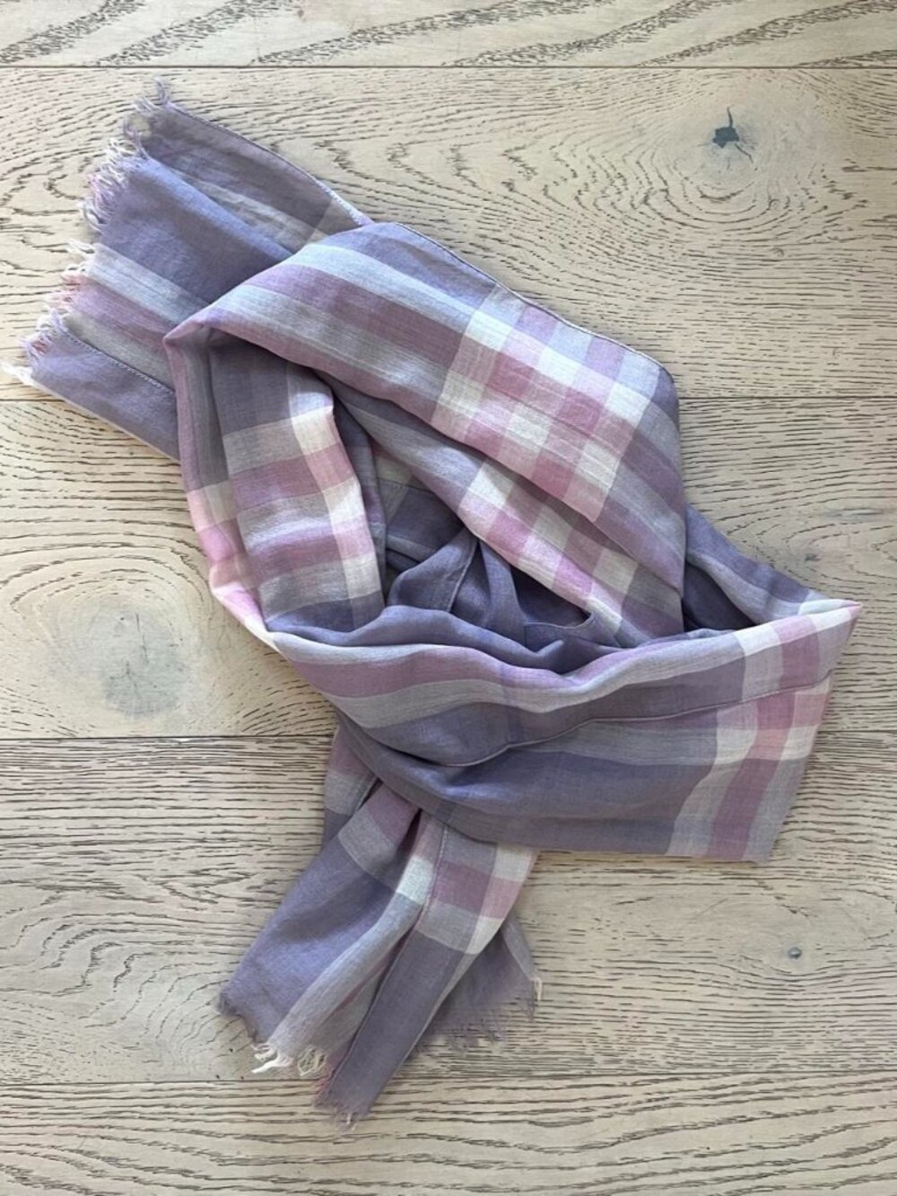 Burberry purple plaid silk scarf